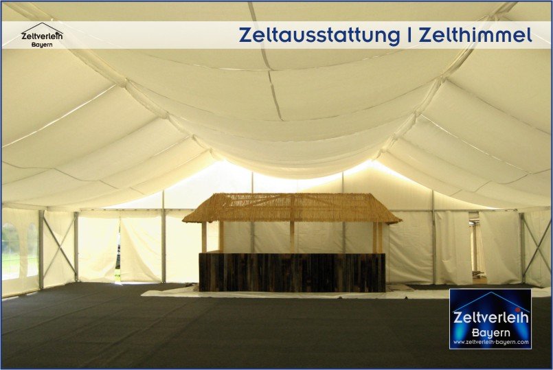 Zelthimmel - Teppichboden - Barelemente Hochzeit im Zelt von Zeltverleih Oberbayern