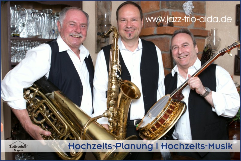 Mobile Jazz-, Swing & Dixieband Jazz-Trio AIDA VIP-Hochzeit im Zelt von Zeltverleih Oberbayern