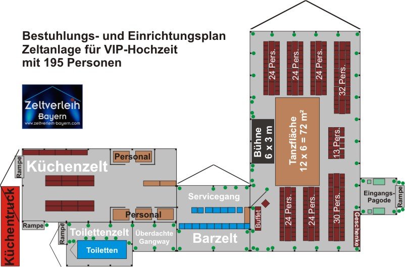 Der Zeltplan Hochzeitszelt VIP Hochzeit - Fürstenhochzeit VIP-Hochzeit im Zelt von Zeltverleih Oberbayern