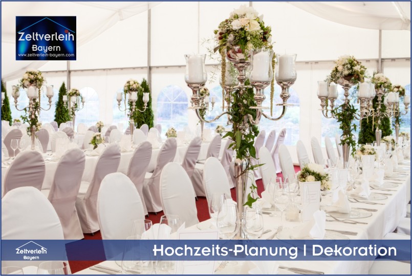 Dekoration für VIP Hochzeit - Fürstenhochzeit VIP-Hochzeit im Zelt von Zeltverleih Oberbayern